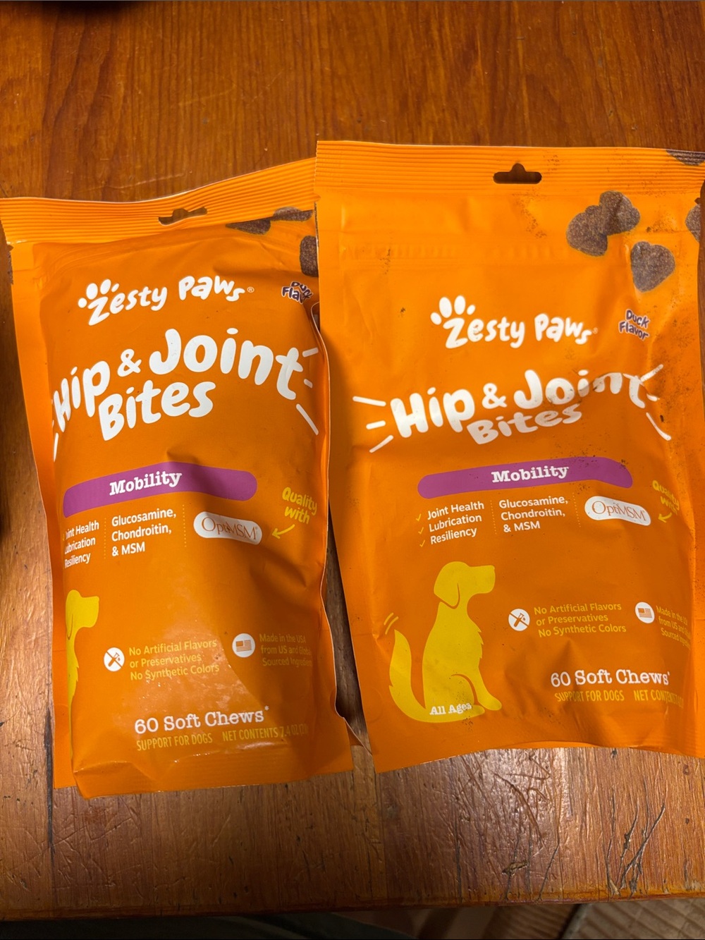 Lot of 2 Hip & Joint Bites Mobility Soft Chews - Orange